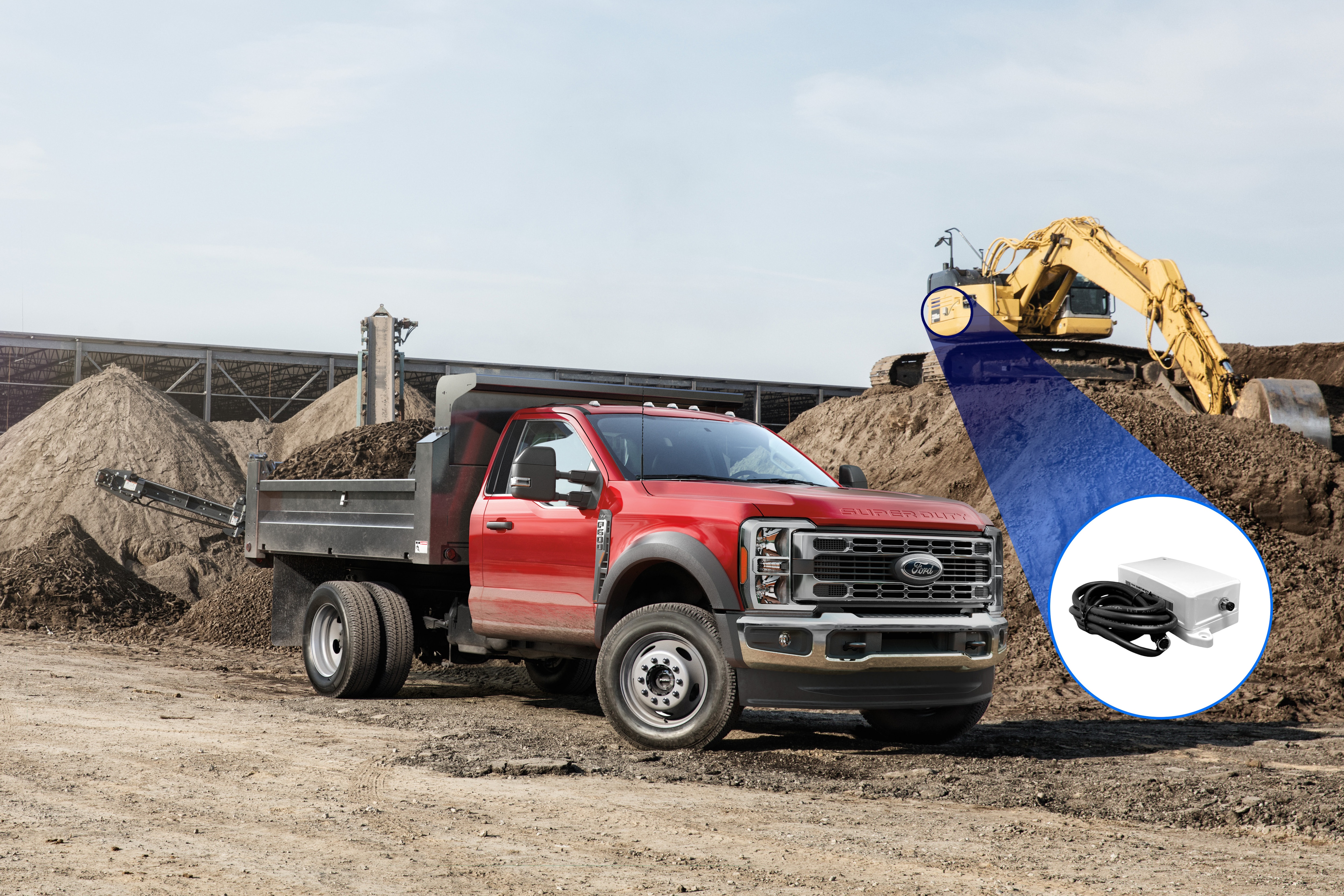 Vue d’un Ford Super Duty sur un chantier.