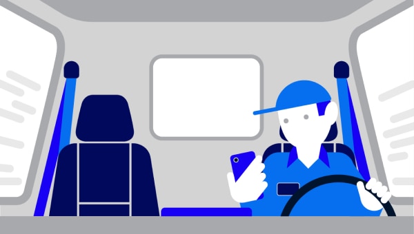 Illustration of a man texting and driving