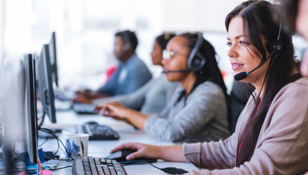 People working in a call center