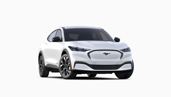 A White Ford Mustang Mach-E SUV.