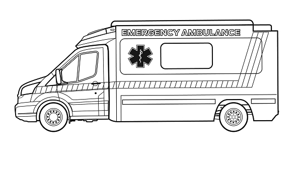 Ilustración de ambulancia Ford Transit.