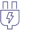Blue icon representation of an electric plug
