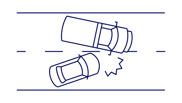 Graphic of two cars involved in a collision