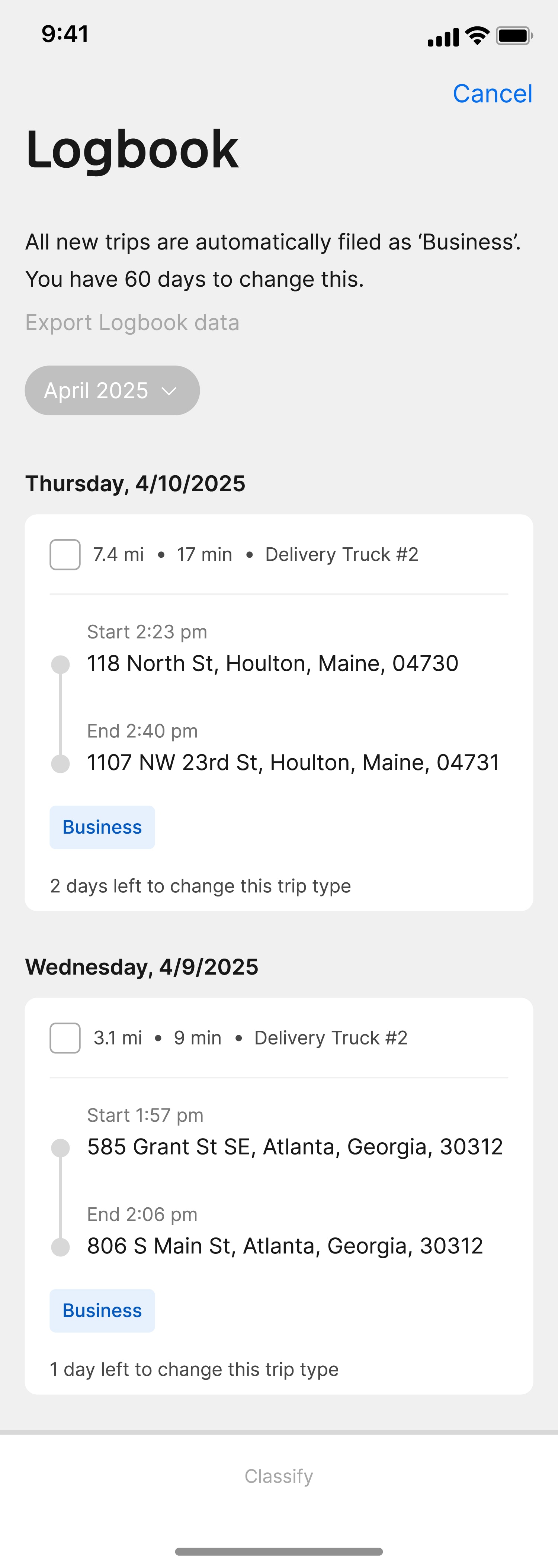 A screenshot showing bulk classification.