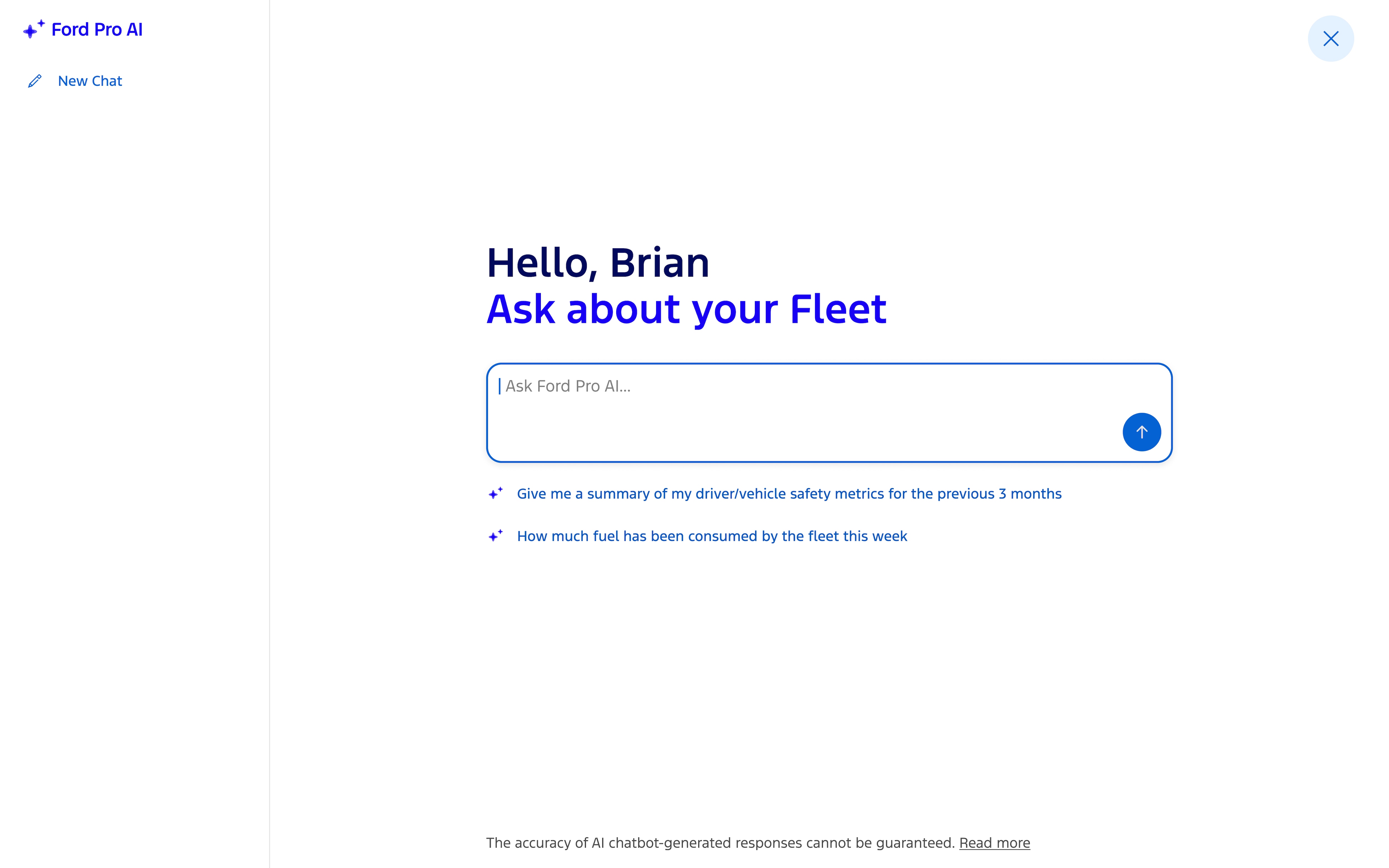 Chat box on Ford Pro AI.