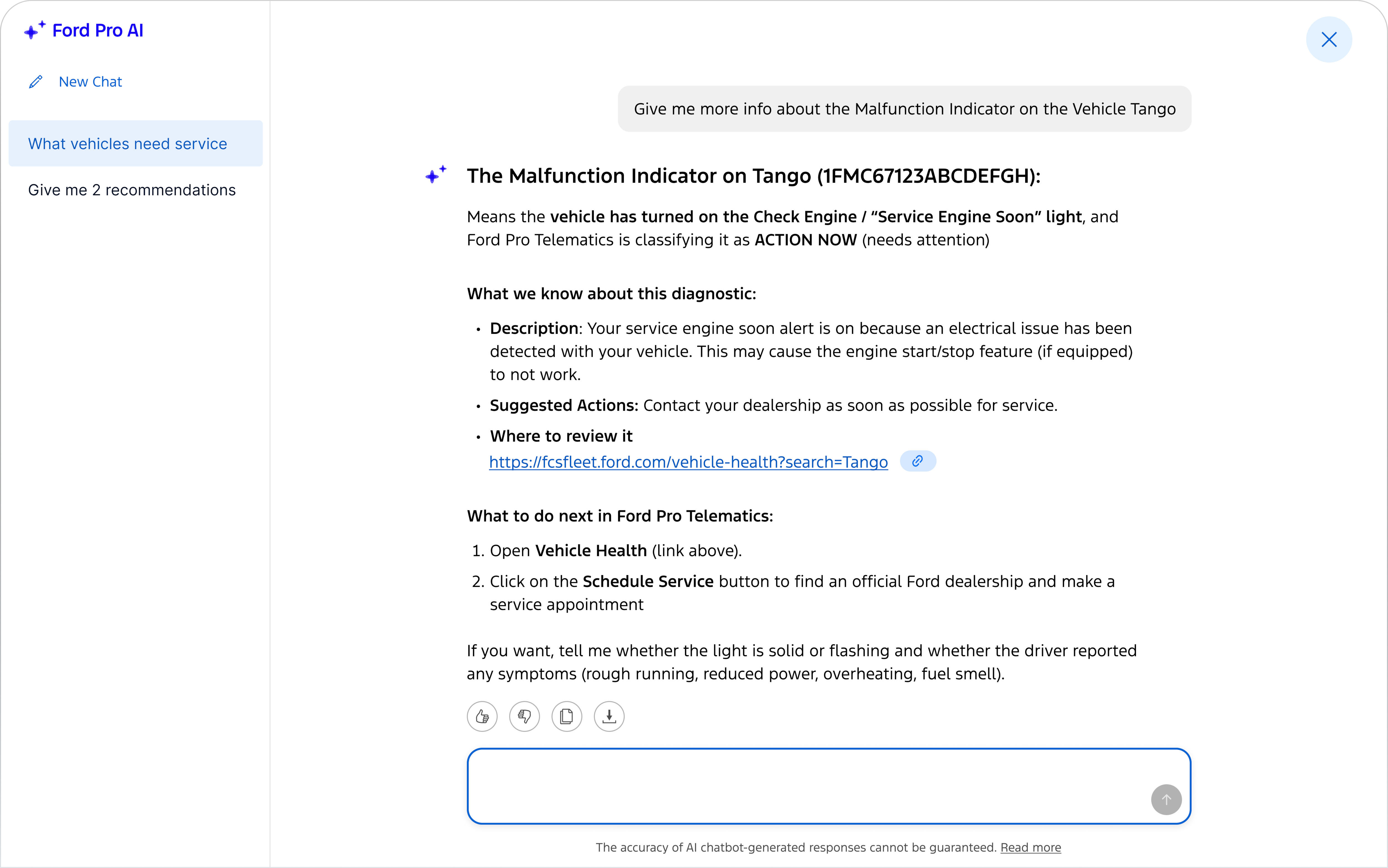 Additional details on the malfunction alert.