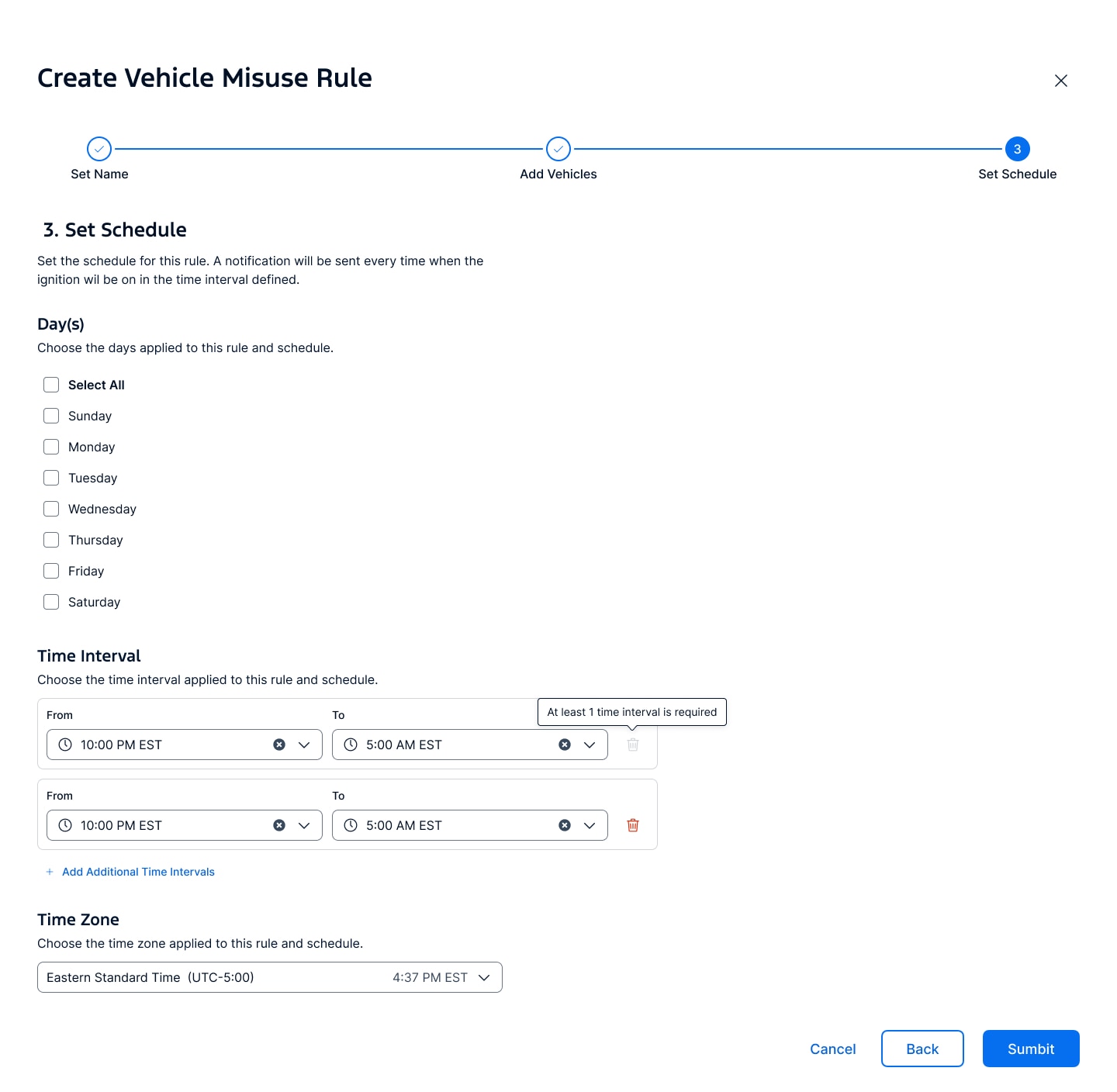 Prevent unauthorized vehicle use with misuse rules.