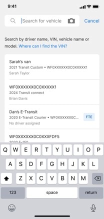 Screen shot of Telematics Drive App.