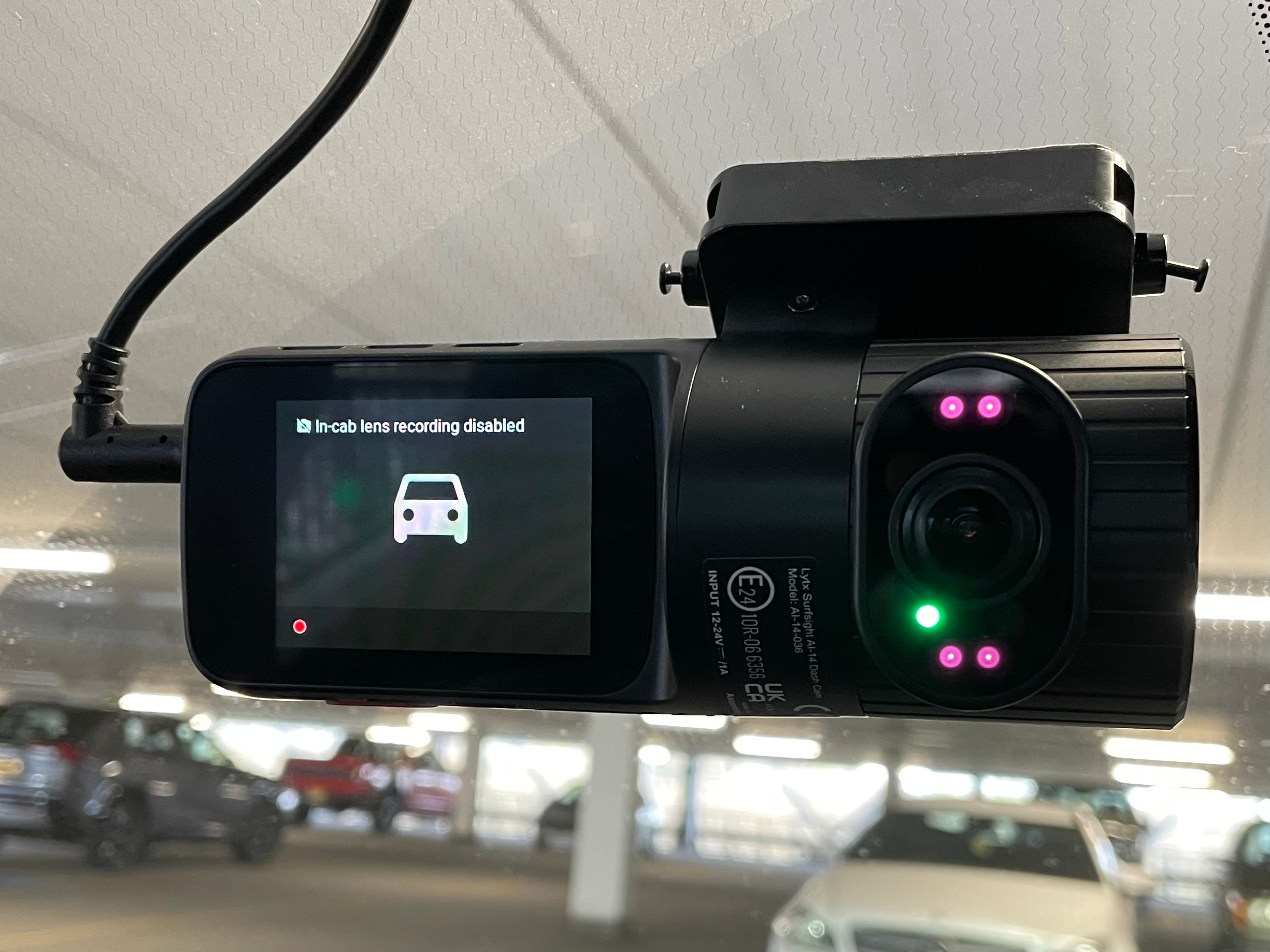 Photo showing that the Ford dashcam in-cab lens recording is disabled.