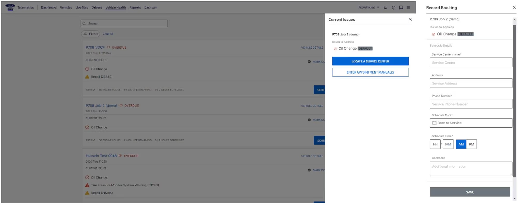 A screenshot showing Driver Reports in Ford Pro Telematics.