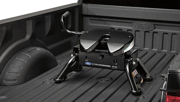 A Ford trailer accessory attached to a Ford pickup bed.