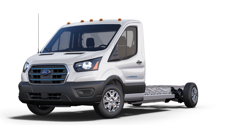 2023 Ford E-Transit™ Chassis Cab shown in Oxford White