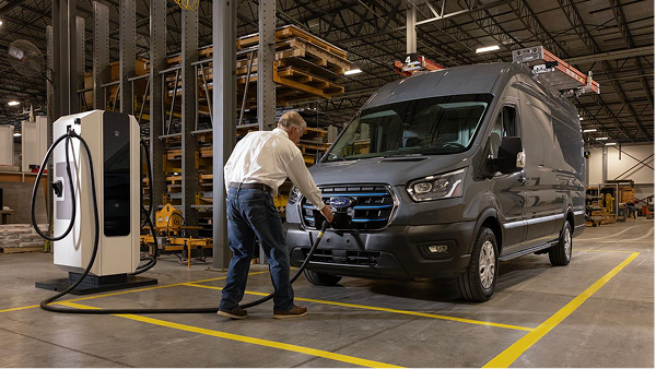Ford Pro technician supporting EV and hybrid fleet vehicles.
