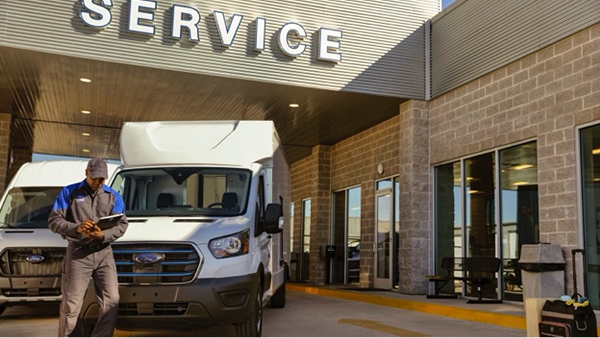 Ford Transit at Ford service center for flexible service plans.