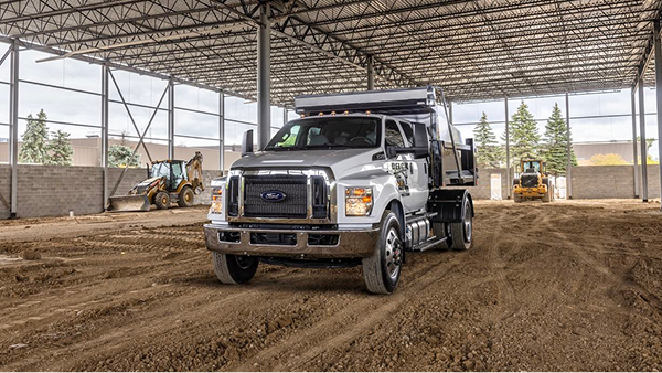 Ford Pro vehicle demonstrating rugged capability at job site.