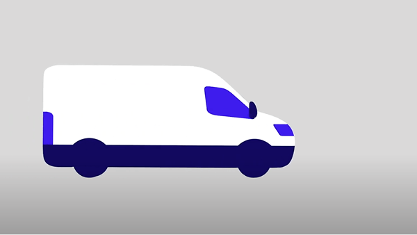 Video thumbnail of animated van graphic for Ford Pro Insure.