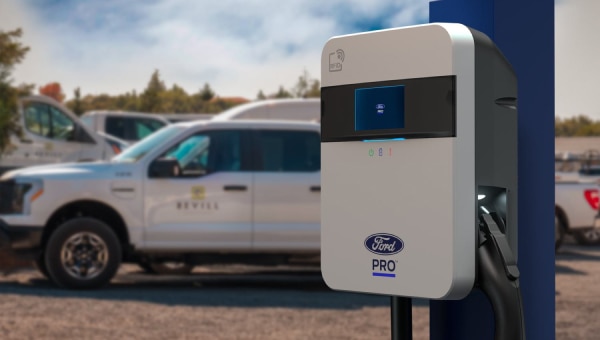 A truck at a charging station.